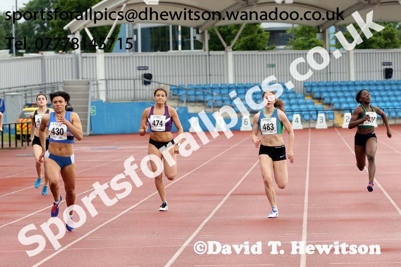 Womens under-20s 200 metres, Northern Championships, Sport City, Manchester. Photo: David T. Hewitson/Sports for All Pics